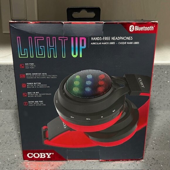 NEW COBY BLUETOOTH "LIGHTUP" Hands-free HEADPHONES BUILT IN MIC MICRO usb/aux - Picture 2 of 5